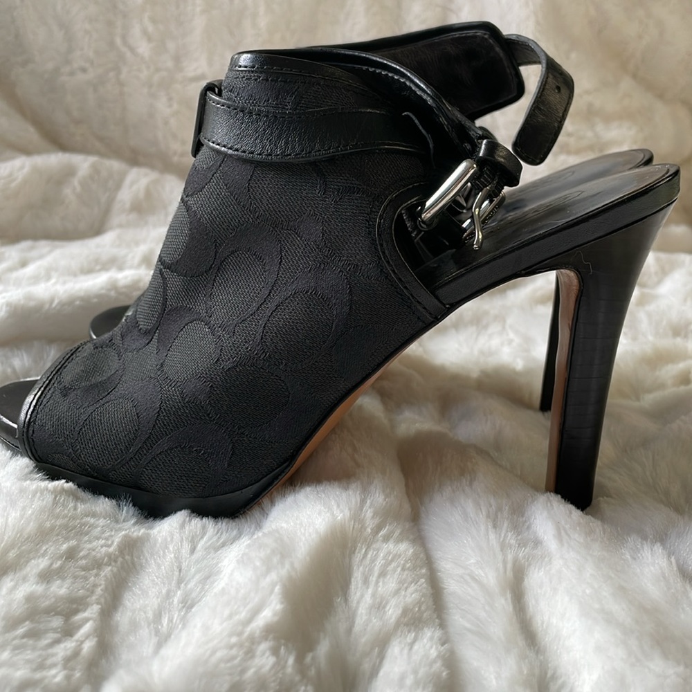COACH BRANDI SLINGBACK PEEP TOE BOOTIE HEELS - Picture 6 of 11